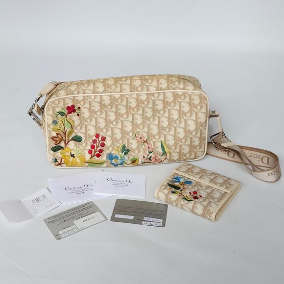 Dior Handbags - DIOR Trotter Shoulder Cross Bag with Matching Wallet Monogram Coated Canvas